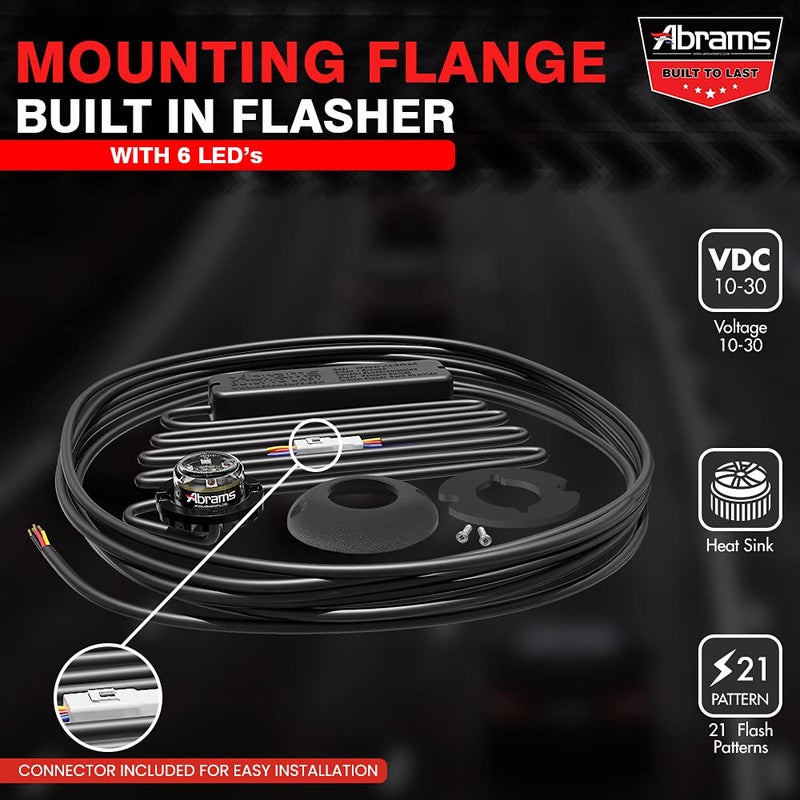 Abrams Blaster Emergency Vehicle LED Hideaway/Surface Mount Strobe Warning Light - Amber/White - Image 5